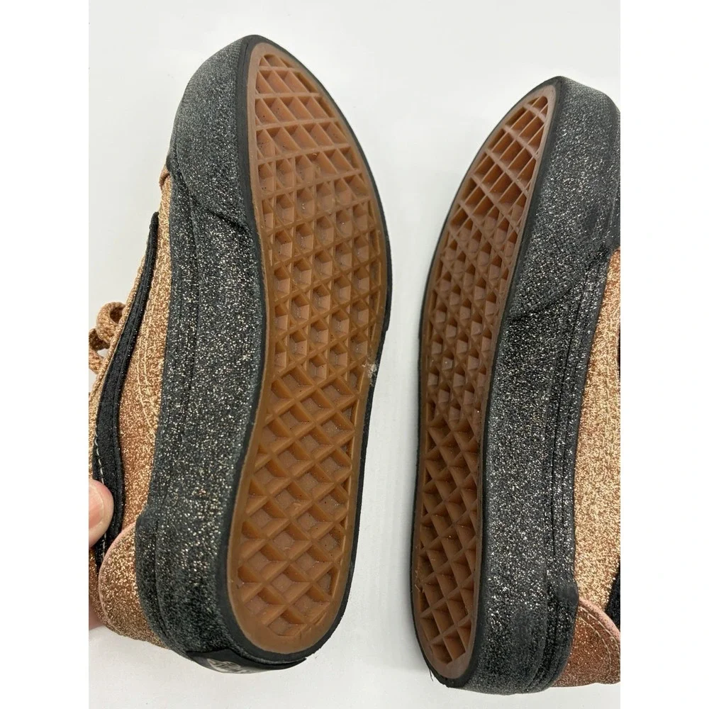 Vans Old Skool Party Glitter Sneakers Gold And Black Kids Size 10.5